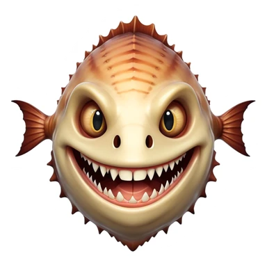 Human face grinning with massive fish like an angler fish sticker
