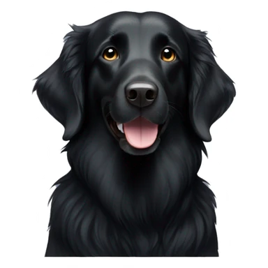 Black Flat coated retriever with white neck sticker