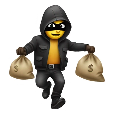 Robber emoji with money bags sticker