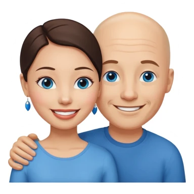 Bald white man blue eyes in love with Filipina woman sticker