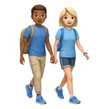two friends walking together in casual clothing and trainers sticker