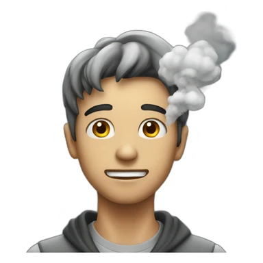 young man with smoke coming out of his head because of surprise sticker