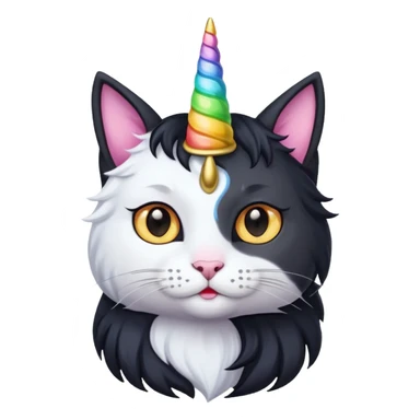 Black long haierd cat whit A unicorn horn sticker
