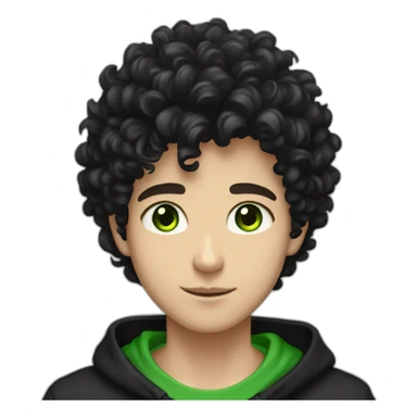 an EBOY blackhoodie green eyes curly black hair and caucasian sticker