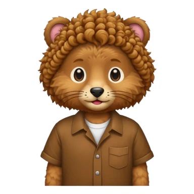 curly short hair animal with shirts  sticker