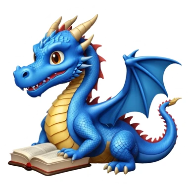 Blue dragon reading a book sticker