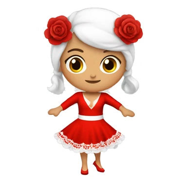 Bailadora flamenco, vestido rojo, piel blanca con pelo largo y crespo sticker