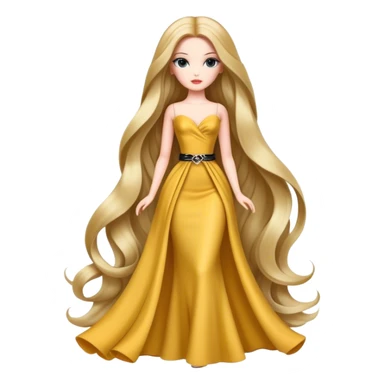 A fashion doll with long hair, stylish clothes, and a glamorous appearance, symbolizing beauty and fashion sticker