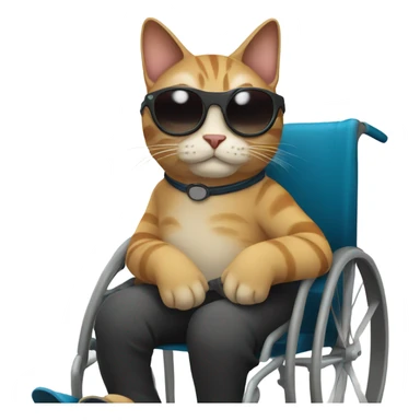 Cat with sunglasses in wheelchair sticker