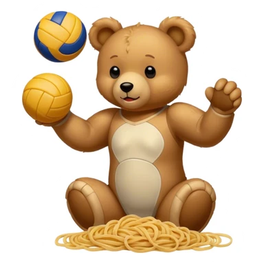 Teddy playing volleyball and is eating pasta  sticker