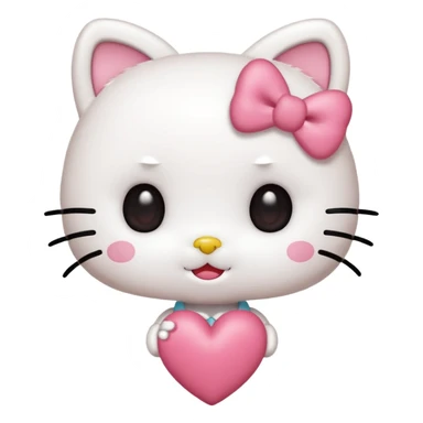 Genera esta emojis 🤍 con un hello Kitty en el medio sticker