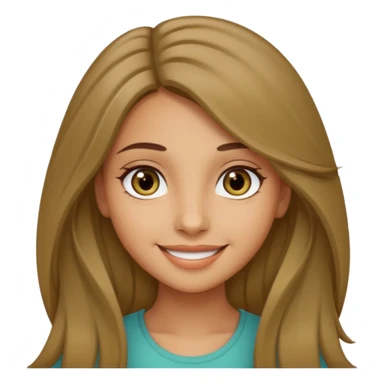 create a girl with dark blond long hair, olive colour eyes, beautiful smile and white skin sticker