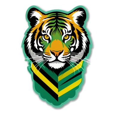Green tiger with yellow stripes sticker