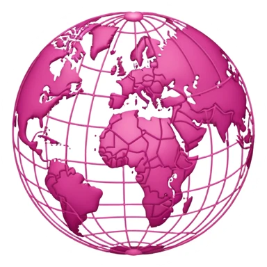 stylized globe with pink and light pink network lines connecting continents sticker