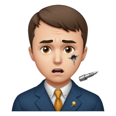 Charlie kirk with bullet hole on neck and scared expression  sticker