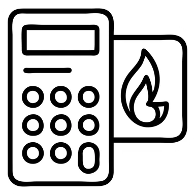 Gazprom Pay financial transaction icon with gas flame symbol and payment terminal sticker