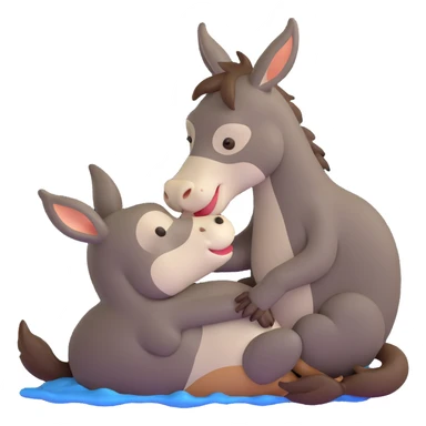 a donkey kissing an otter sticker
