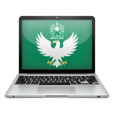 computer laptop with Saudi Arabia national emblem on screen sticker