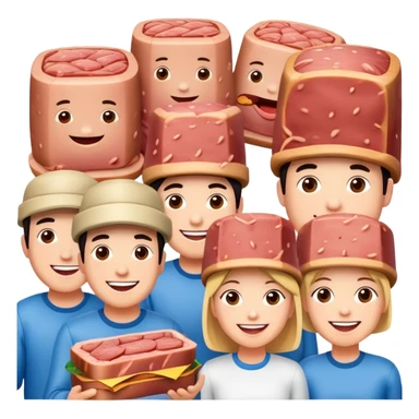 spam artists welcoming guests at a spam meat exhibition  sticker