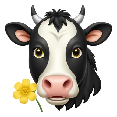 pantomime friesan cow with buttercup in mouth sticker