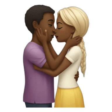 african woman kisses a white man sticker
