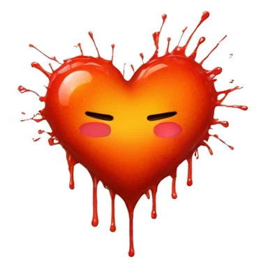 bleeding red heart glowing red-orange with splatter sticker