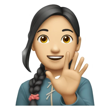  A asian girl wave hand sticker