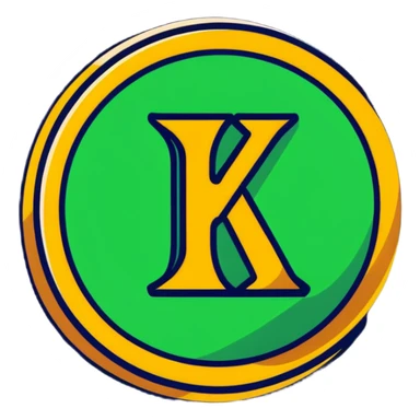 Kaspa cryptocurrency coin with stylized K logo sticker