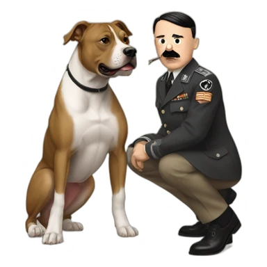 adolf hitler petting a pitbull sticker