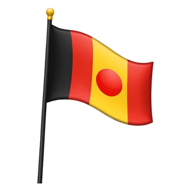 a flag with black on the top and red on the bottom with a yellow circle in the middle  sticker