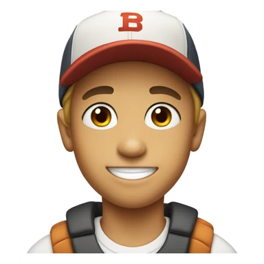 smiling boy in baseball cap sticker
