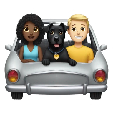 Couple and black dog in a car sticker