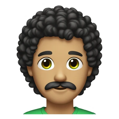 guy with curly black hair, mustache, beard, and green eyes sticker