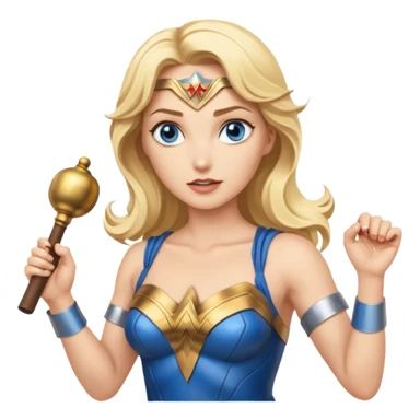 Blonde blue eyes Wonder Woman holding bell and baton sticker