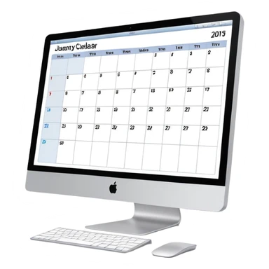 front-facing iMac showing a single day calendar with time slots listed vertically and several booked client slots sticker