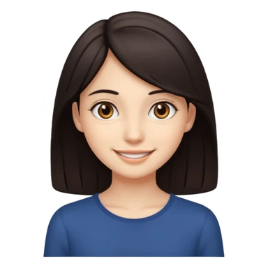 Make an emoji of a slender girl with dark hair and brown eyes sticker