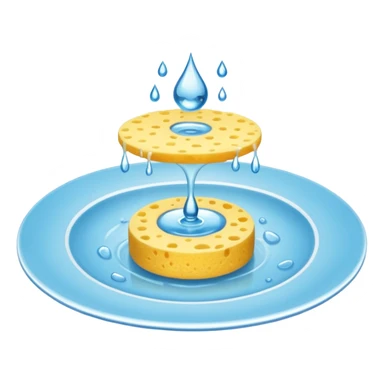 plate with water drop and sponge sticker