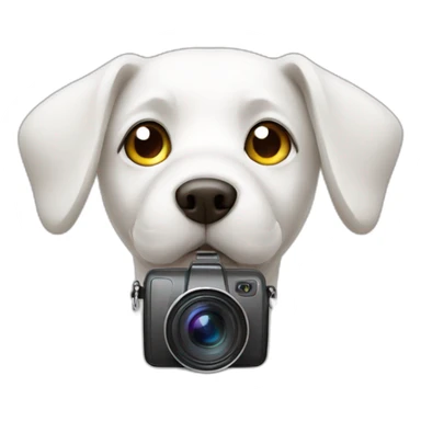 white dog with videocamera sticker
