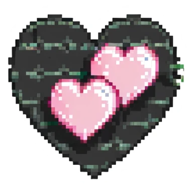 two hearts pixel art sticker