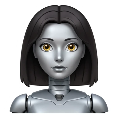 female robot with dark hair more metalic face sticker