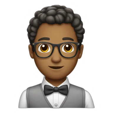 Need wearing a propeller beanie, taped horn-rimmed glasses, a bow tie, and a pocket protector  sticker