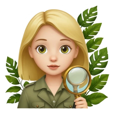 a girl with jungle and magnifying glass sticker