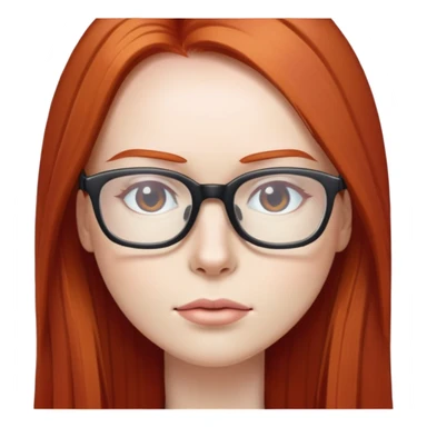 Red head long straight hair pale skin wearing glasses sticker