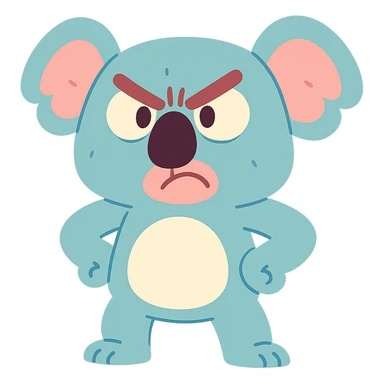angry koala in pastel toon style sticker
