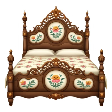Vintage bed with flower design sticker