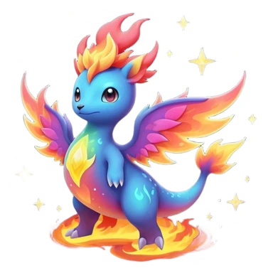 Elemental Forty Fiery Sparky Fierce Colorful Gradient Sparkly Nebular Starry Flaming Viney Rosey Rosy Vinal Dusky Aurorus-Amaura-Auroras-Pokémon-Fakémon-creature sticker