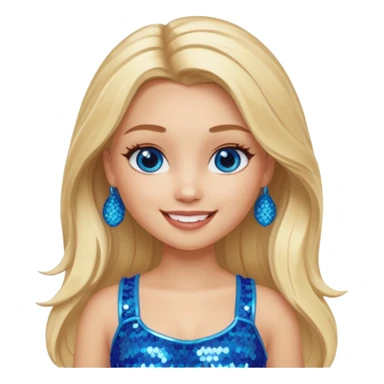 Cloe from Bratz with long light blonde hair, light skin, blue eyes, blue sequin crop top sticker