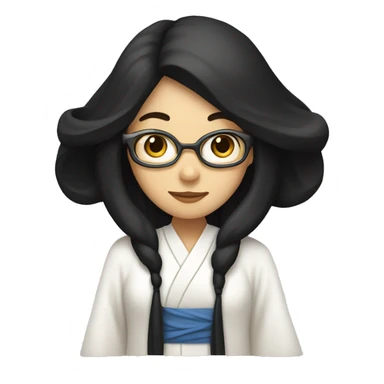 A lady With black long hair wearing a white robe as a TCM physician sticker