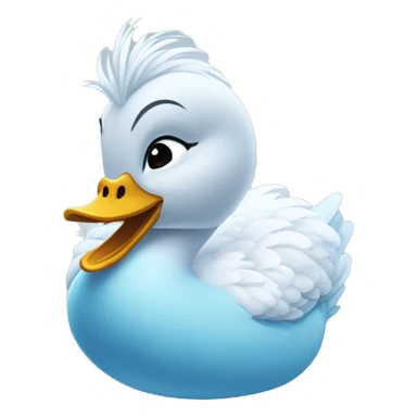 un pato con cuerpo azul, cabeza blanca y trenza con cabello blanco como Elsa de frozen sticker