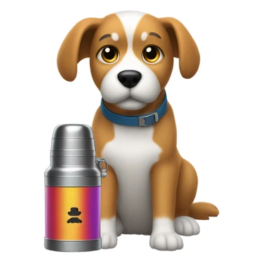 Dog with a Stanley  sticker